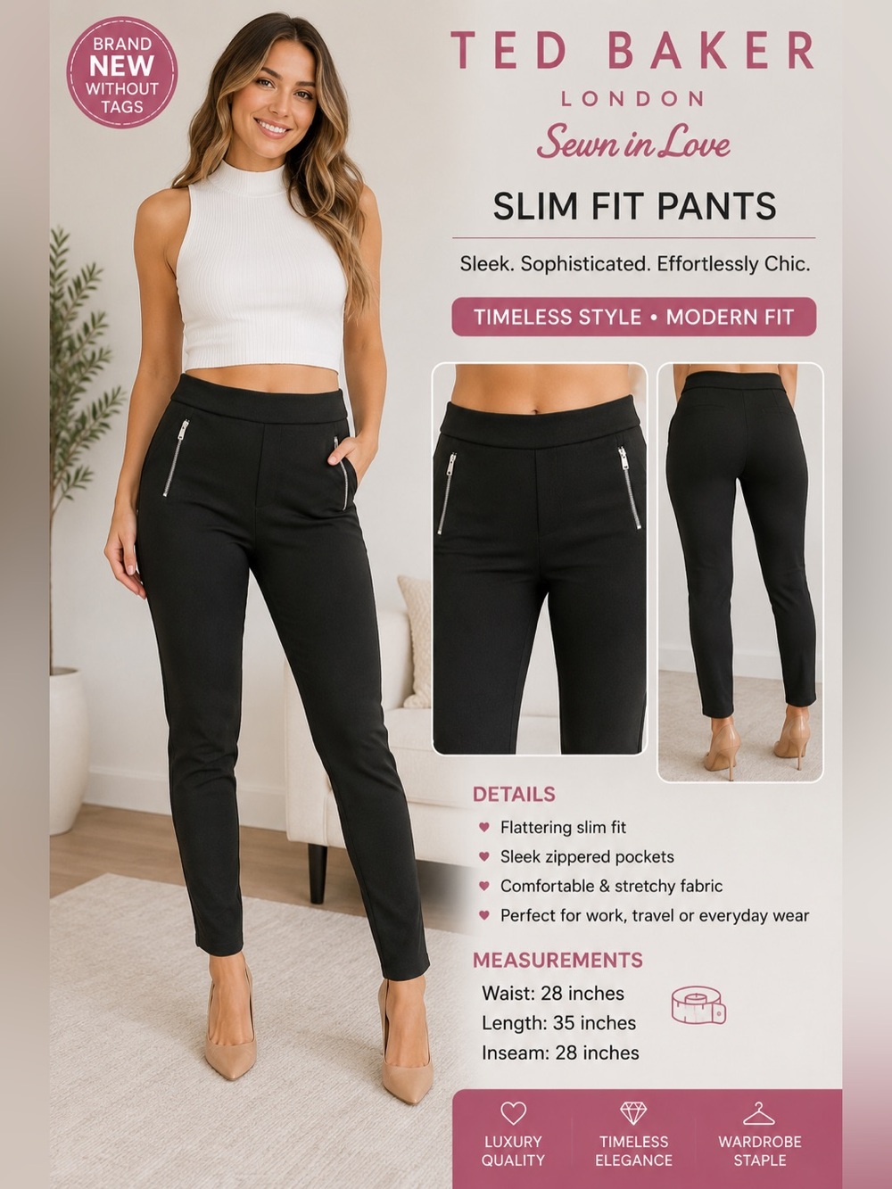 TED BAKER London Slim Fit Pants – Timeless Chic, Modern Comfort